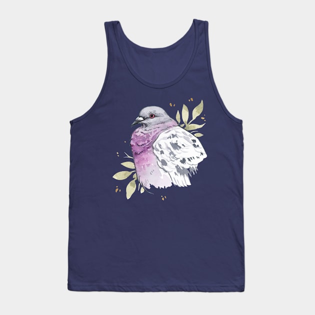 Purple Watercolor Pigeon Tank Top by Ellen Wilberg